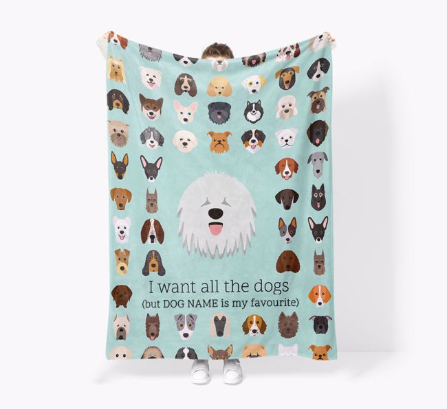 'All The Dogs' - Personalised Sherpa Fleece Blanket with {breedFullName} Yappicon